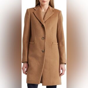 Lauren Ralph Lauren Camel Wool Blend Overcoat Coat - Plus Size 18 - Classic